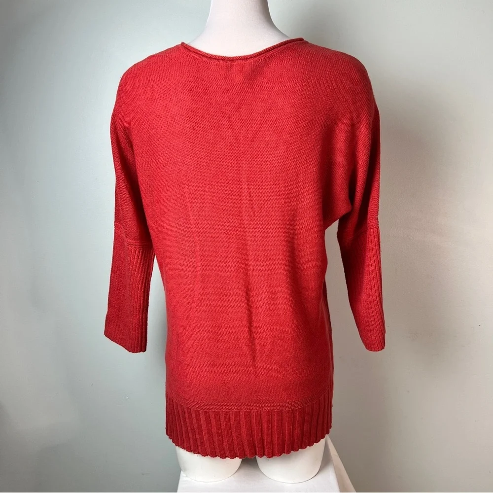 Moth Red Scoop Neck Sweater | Size Medium | Cotton Silk Blend | Anthropologie